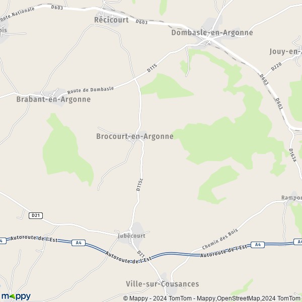 La carte pour la ville de Brocourt-en-Argonne 55120