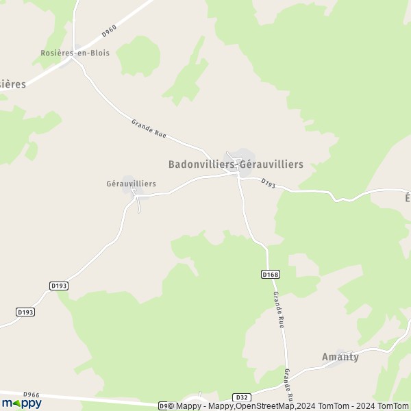 La carte pour la ville de Badonvilliers-Gérauvilliers 55130