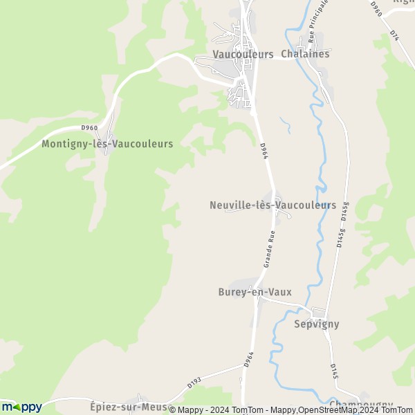 La carte pour la ville de Neuville-lès-Vaucouleurs 55140