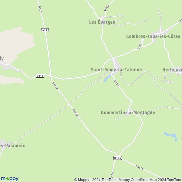 La carte pour la ville de Saint-Remy-la-Calonne 55160