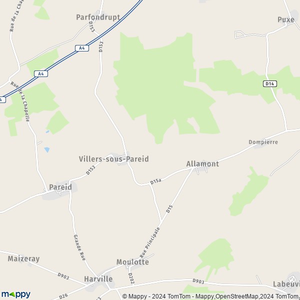 La carte pour la ville de Villers-sous-Pareid 55160