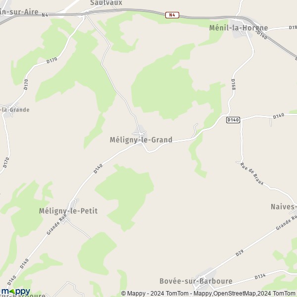 La carte pour la ville de Méligny-le-Grand 55190