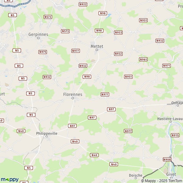 La carte pour la ville de 5520-5646 Florennes