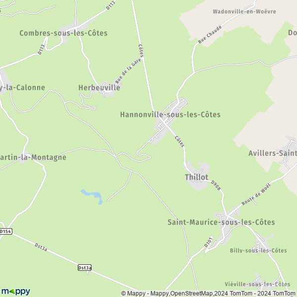 La carte pour la ville de Hannonville-sous-les-Côtes 55210