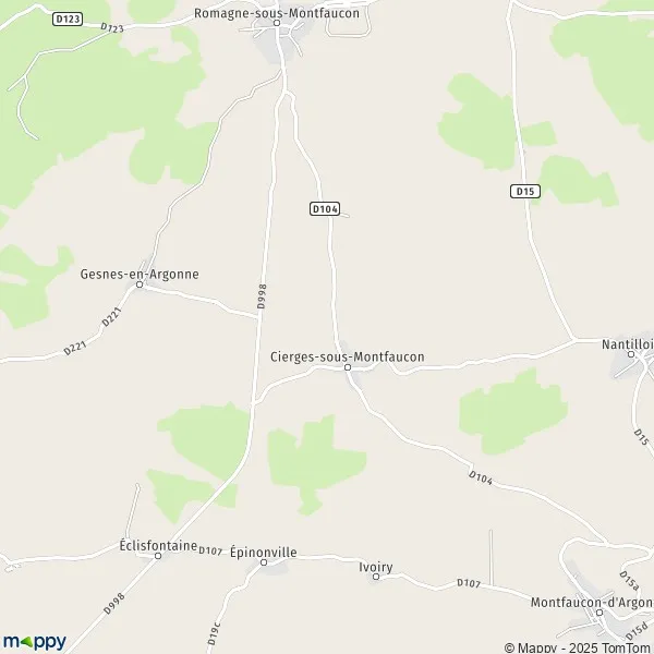 Plan CiergessousMontfaucon carte de CiergessousMontfaucon (55270