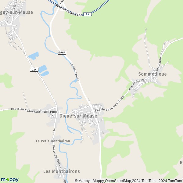 La carte pour la ville de Dieue-sur-Meuse 55320