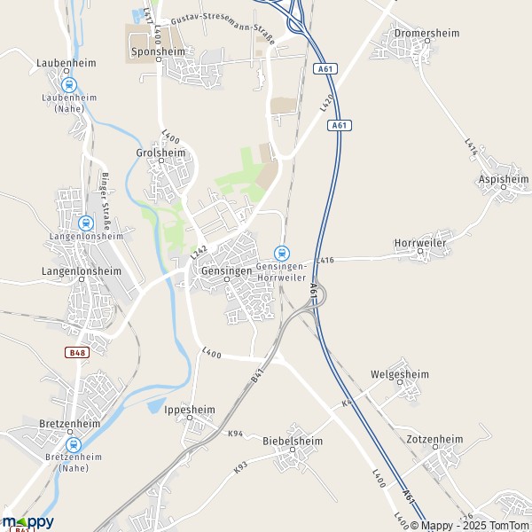 La carte pour la ville de 55457 Gensingen