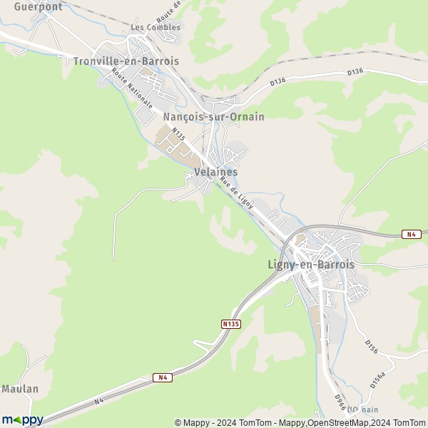 La carte pour la ville de Velaines 55500