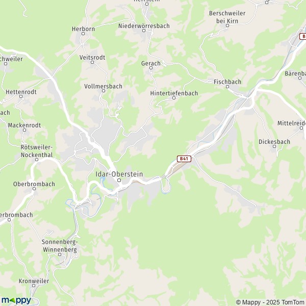 La carte pour la ville de 55743 Idar-Oberstein