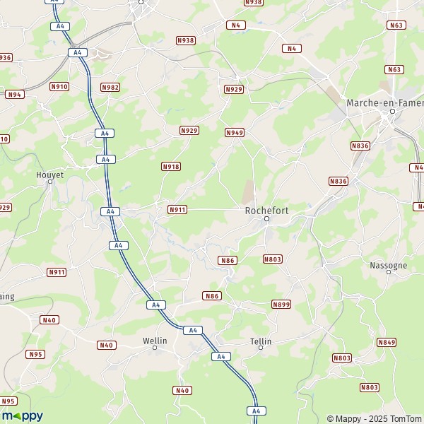 La carte pour la ville de 5580 Rochefort