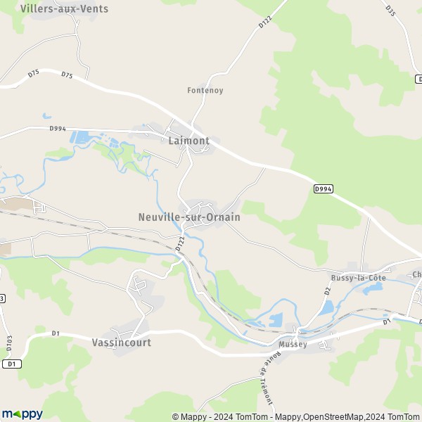 La carte pour la ville de Neuville-sur-Ornain 55800