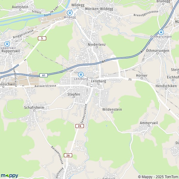 La carte pour la ville de Lenzburg 5600-5603