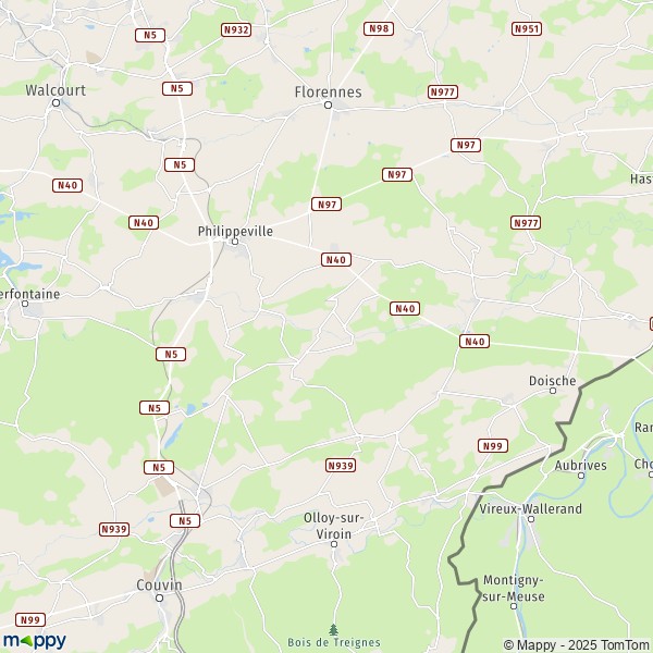 La carte pour la ville de 5600 Philippeville