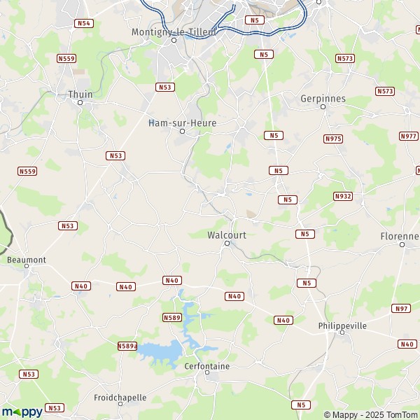 La carte pour la ville de 5600-5651 Walcourt