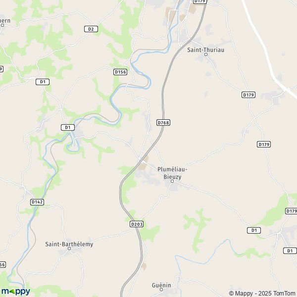 Carte Bieuzy, 56310 Pluméliau-Bieuzy