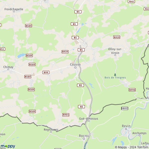 La carte pour la ville de 5660 Couvin