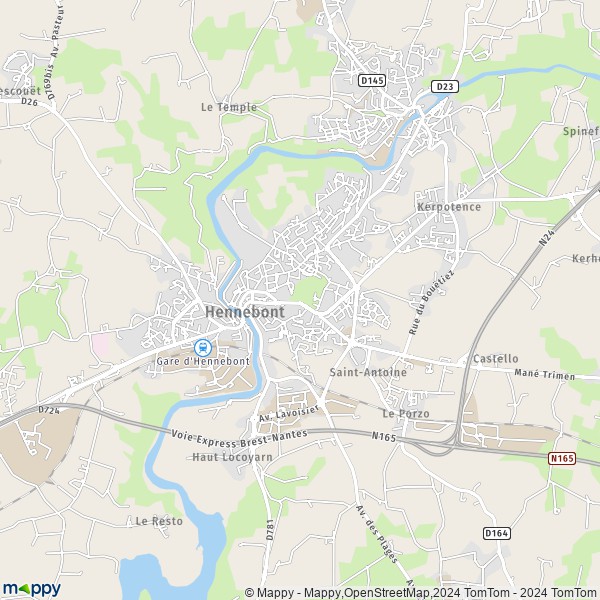 La carte pour la ville de Hennebont 56700