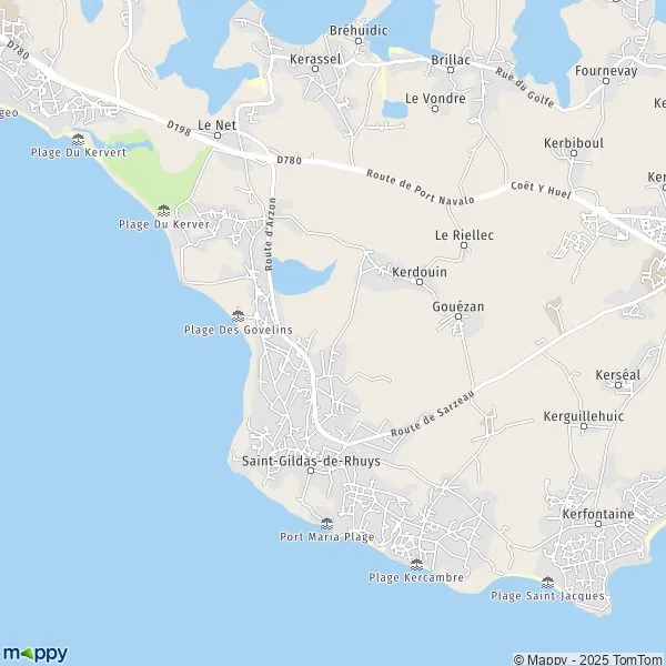 Plan Saint-Gildas-de-Rhuys : carte de Saint-Gildas-de-Rhuys (56730) et