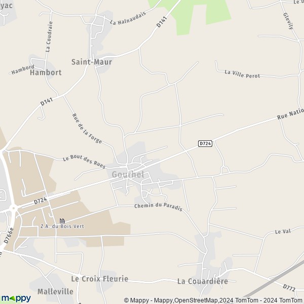 La carte pour la ville de Gourhel 56800