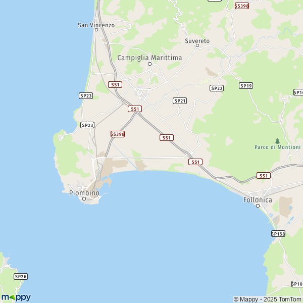 La carte pour la ville de Piombino 57025