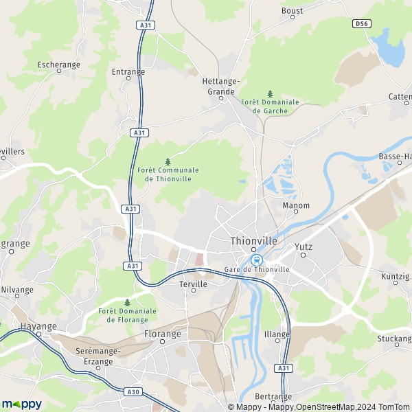 La carte pour la ville de Thionville 57100