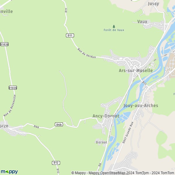 La carte pour la ville de Ancy-sur-Moselle, 57130 Ancy-Dornot