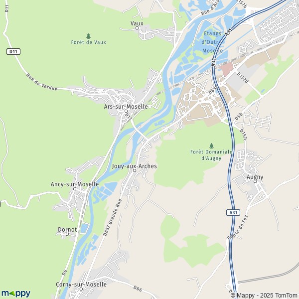 La carte pour la ville de Jouy-aux-Arches 57130