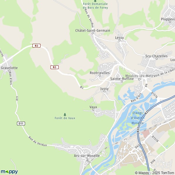 La carte pour la ville de Jussy 57130