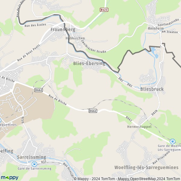 La carte pour la ville de Blies-Ébersing 57200