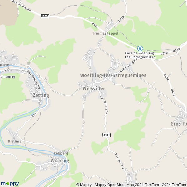 La carte pour la ville de Wiesviller 57200