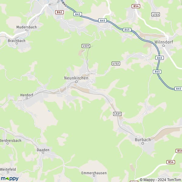 La carte pour la ville de 57290 Neunkirchen