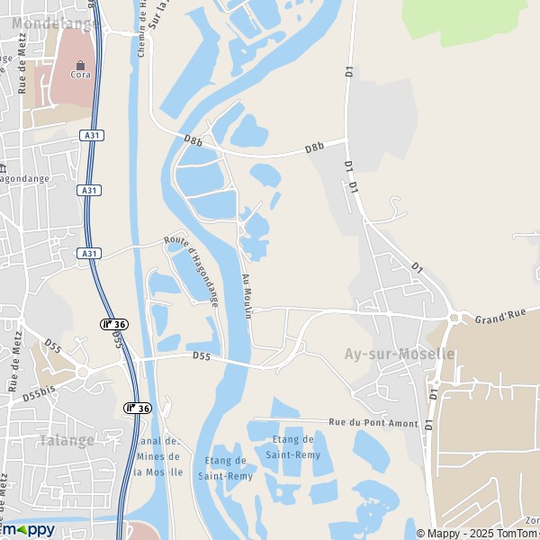 La carte pour la ville de Ay-sur-Moselle 57300