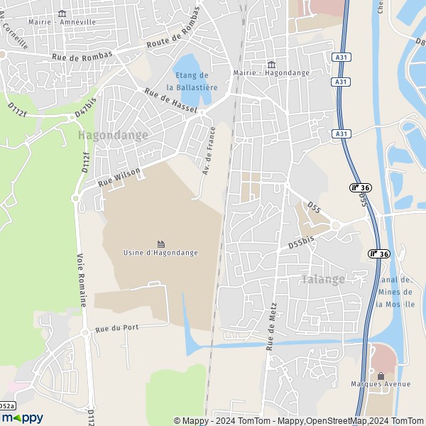 La carte pour la ville de Hagondange 57300