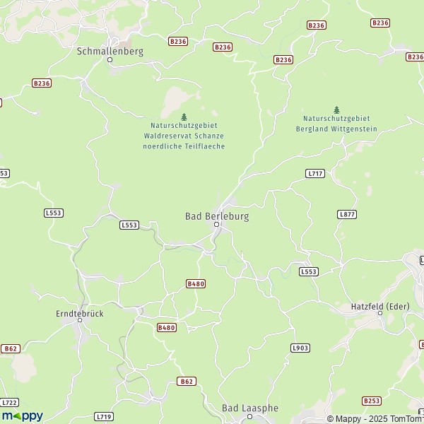 La carte pour la ville de 57319 Bad Berleburg
