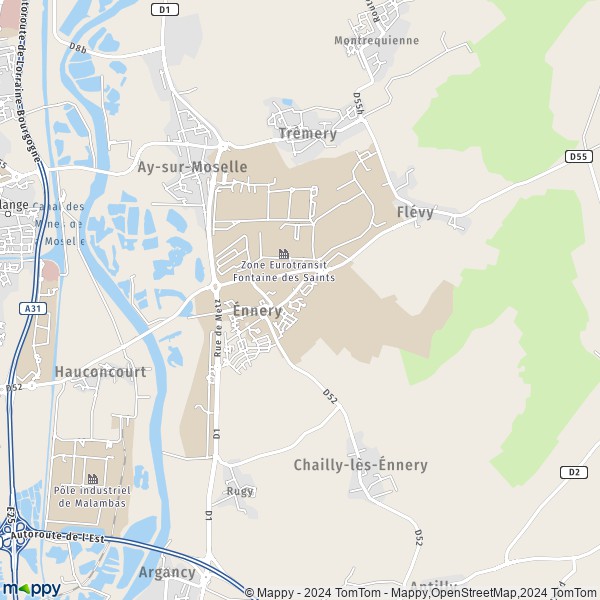 La carte pour la ville de Énnery 57365