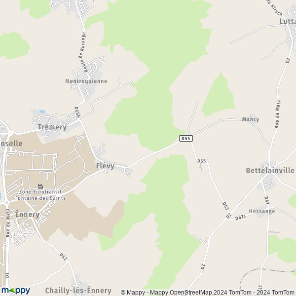 La carte pour la ville de Flévy 57365