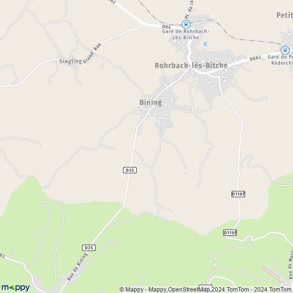La carte pour la ville de Bining 57410