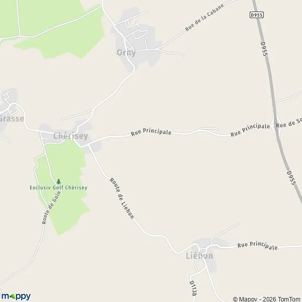 Plan Chérisey carte de Chérisey (57420) et infos pratiques