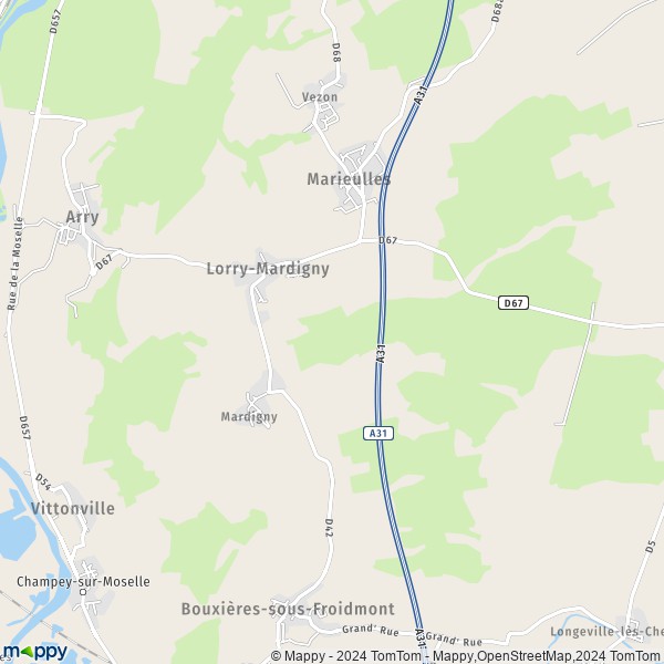 La carte pour la ville de Lorry-Mardigny 57420