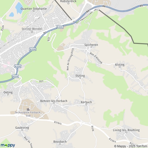 La carte pour la ville de Etzling 57460