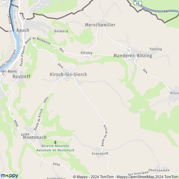 La carte pour la ville de Kirsch-lès-Sierck 57480