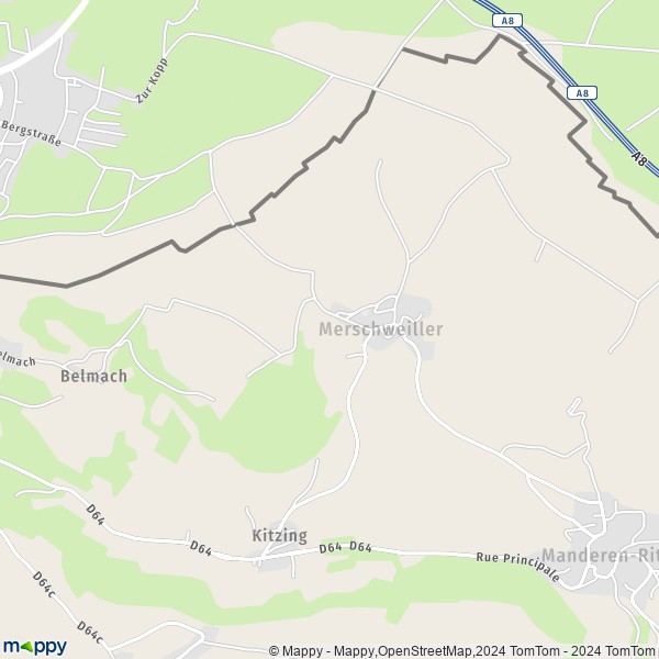 La carte pour la ville de Merschweiller 57480