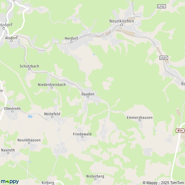 La carte pour la ville de 57520-57567 Daaden