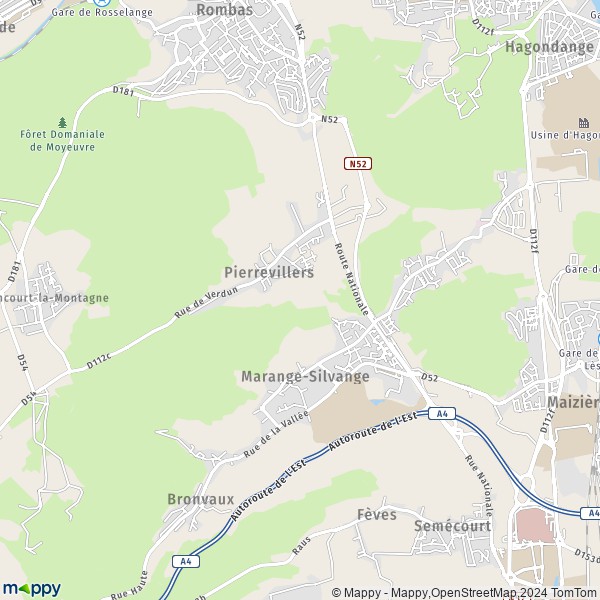 La carte pour la ville de Marange-Silvange 57535