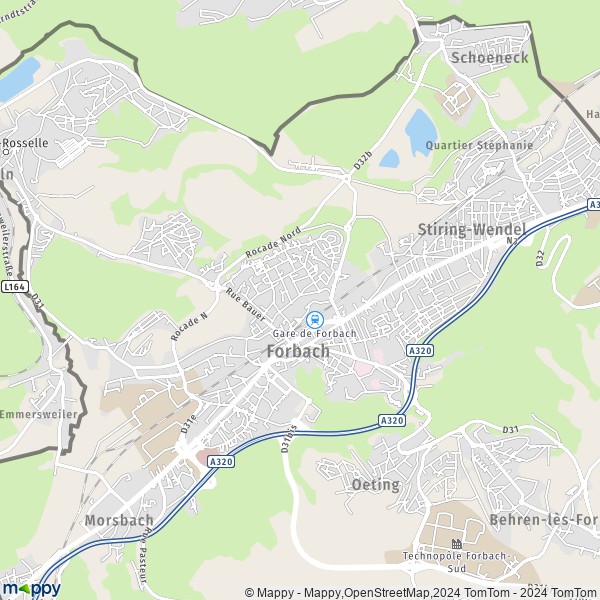 La carte pour la ville de Forbach 57600