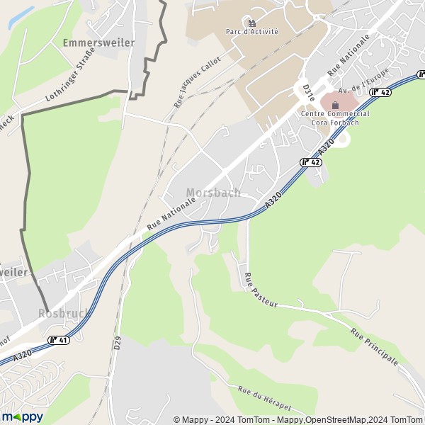 La carte pour la ville de Morsbach 57600