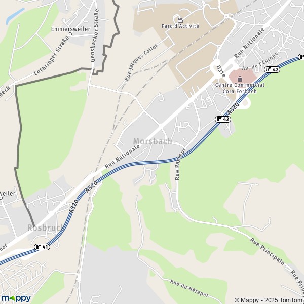 La carte pour la ville de Morsbach 57600