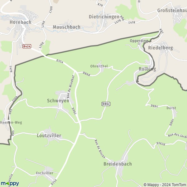 La carte pour la ville de Schweyen 57720
