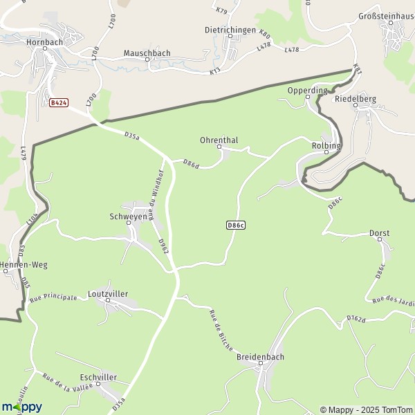 La carte pour la ville de Schweyen 57720