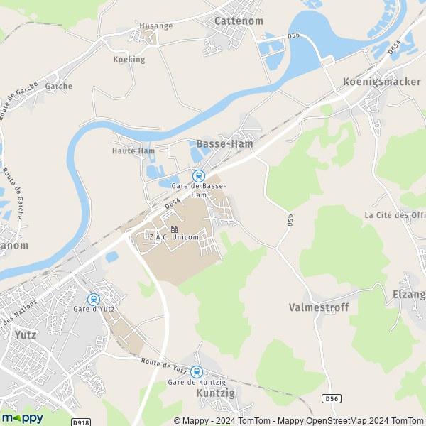 La carte pour la ville de Basse-Ham 57970